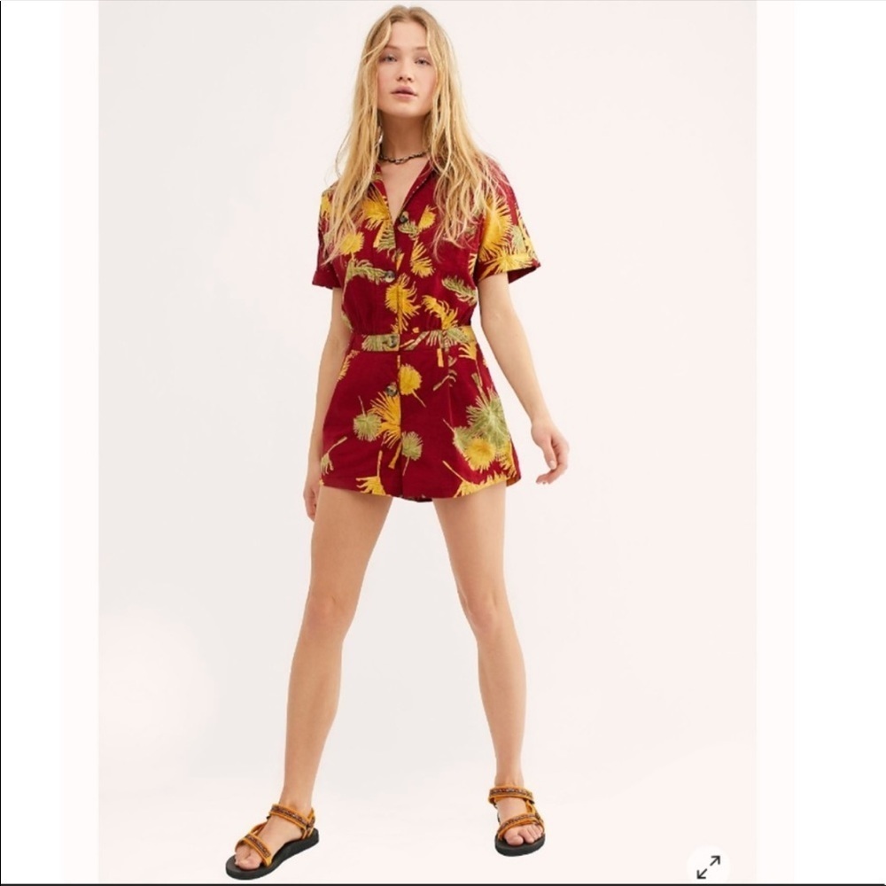 NWT Free People Malibu Romper in Maroon Combo‎ Size XS